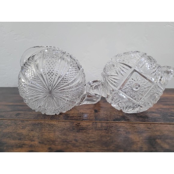 Crystal Cut Glass Creamer and Sugar Bowl | Vintage - Picture 5 of 11